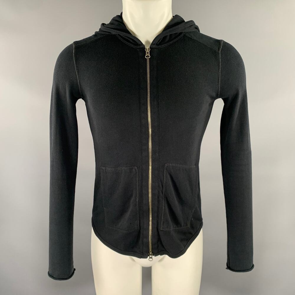 ATM Size XS Black Knitted Cotton Zip Up Jacket